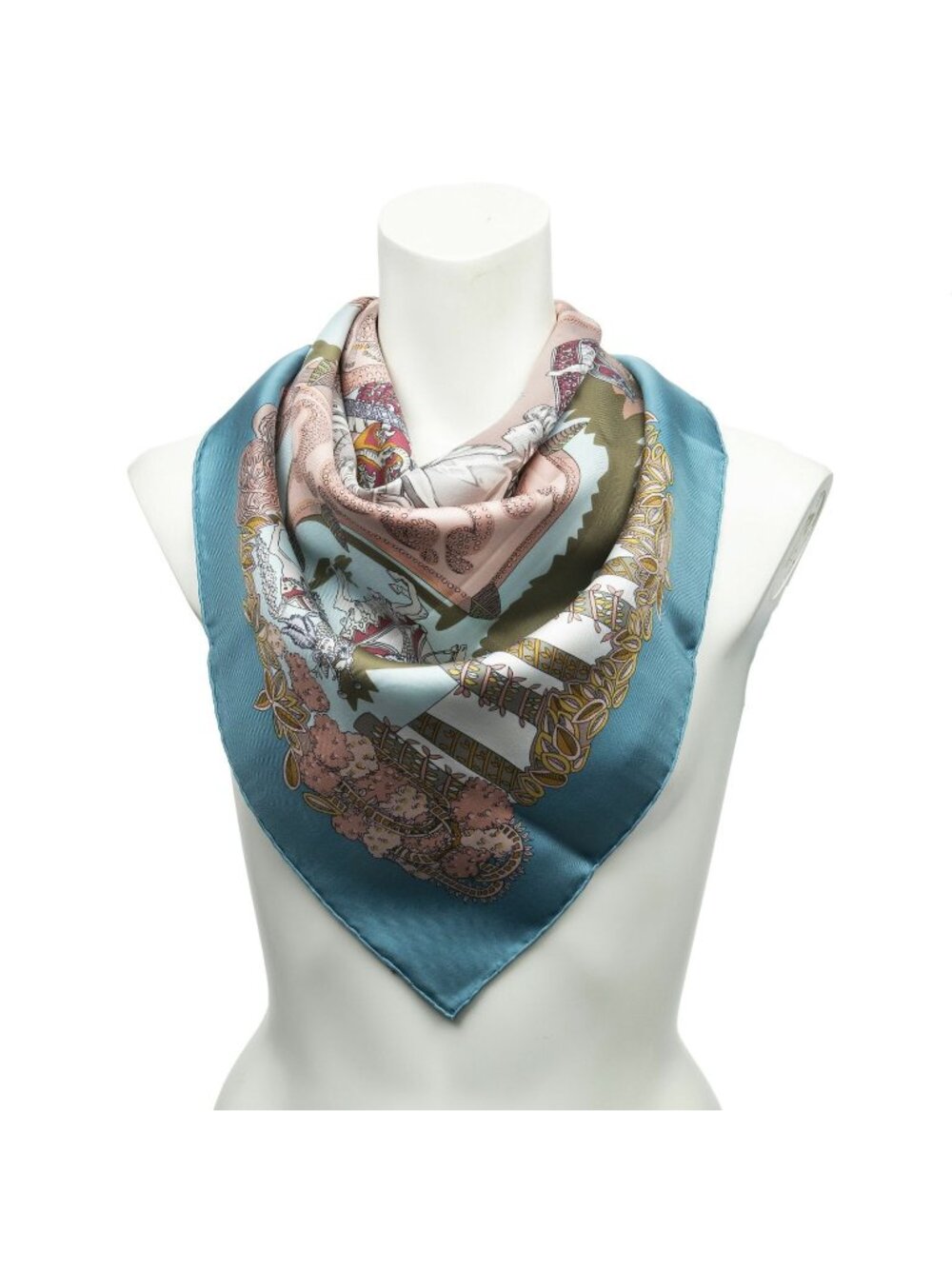 Hermes Scarf Teal Pink Light Bluetwill Silk